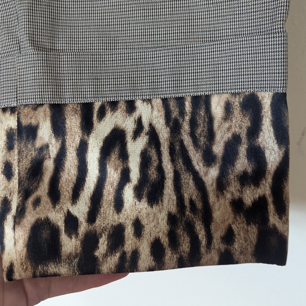 R13 Mini Houndstooth Trouser Leopard Print Silk Cuff 25 - Picture 5 of 11